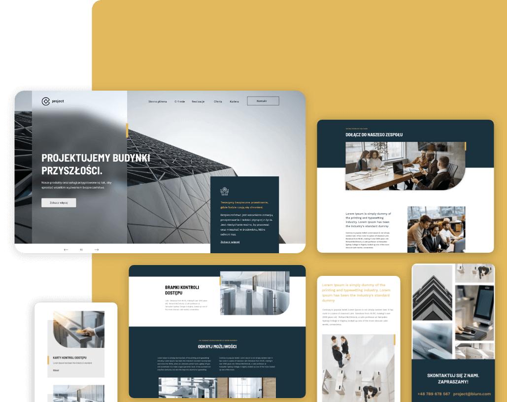 Odkryj stronę dedykowaną firmom z branży projektowej lub technologicznej i zaprezentuj się jako profesjonalista.